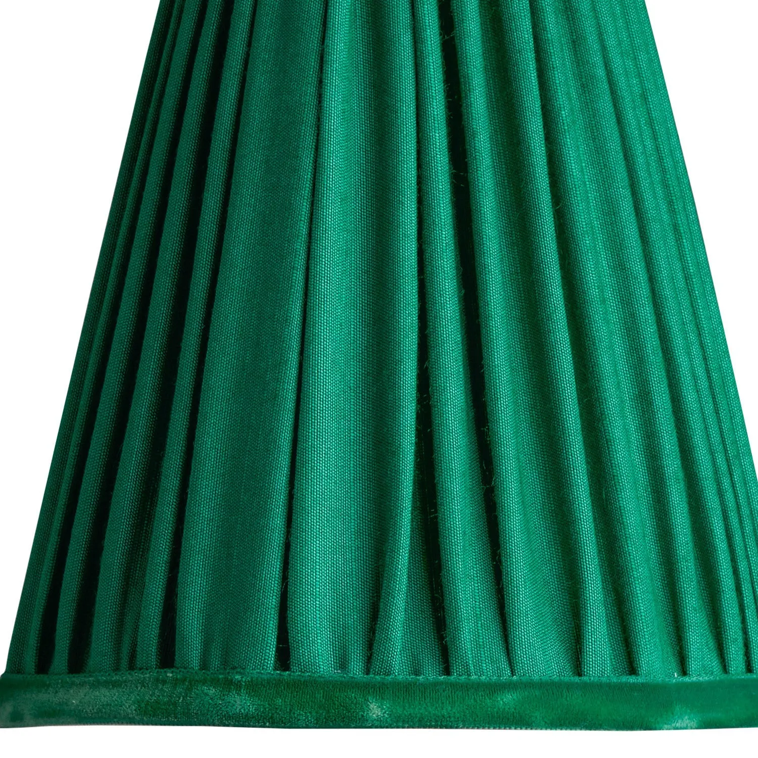 14cm wizard hat shade with candle clip in emerald silk with velvet tape