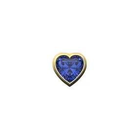 14k Skinny Blue Heart Charm (yellow)