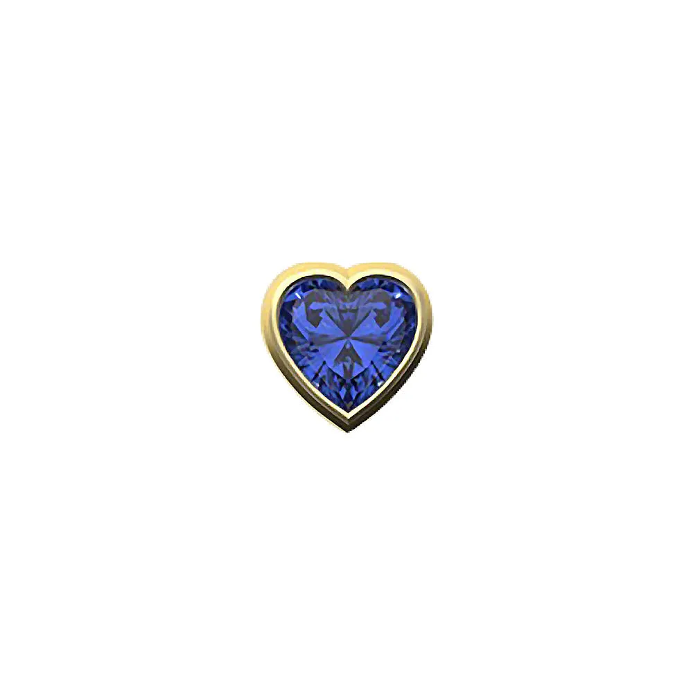 14k Skinny Blue Heart Charm (yellow)