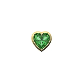 14k Skinny Green Heart Charm (yellow)