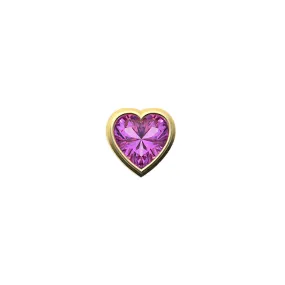 14k Skinny  Pink Heart Charm (yellow)