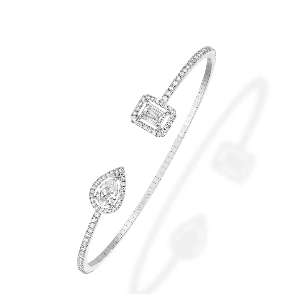 18ct White Gold My Twin Skinny Diamond Bangle