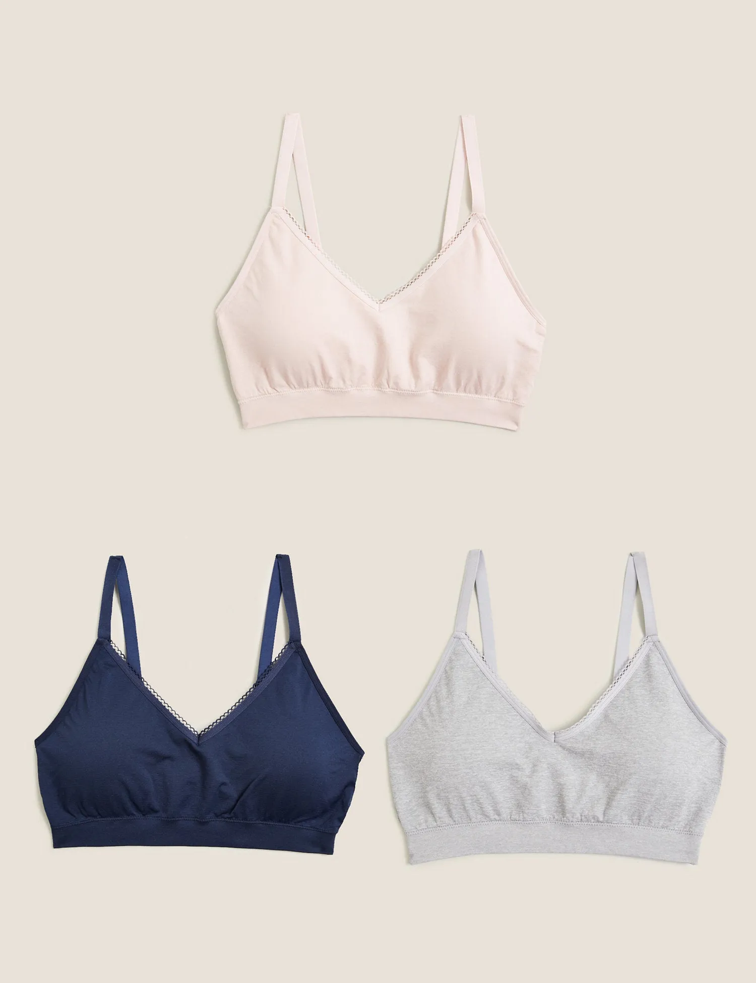 3pk Seamless Non Wired Bralettes