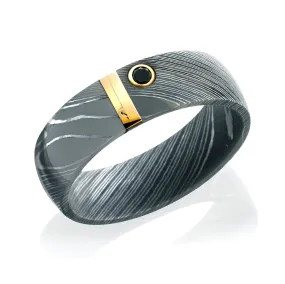 7mm Marbled Damascus & Gold Ring