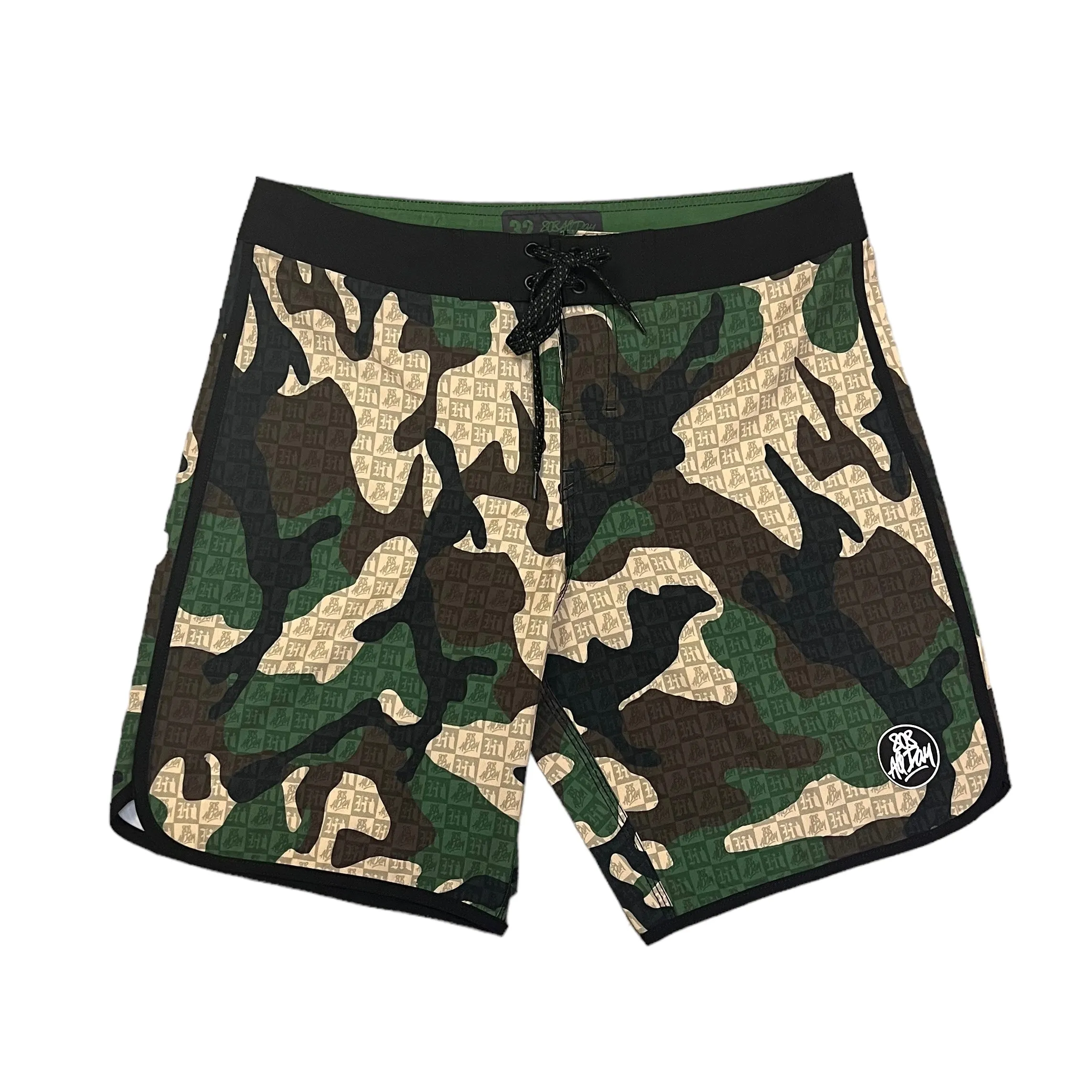 808ALLDAY Mens Camo Box HI Kam Boardshorts