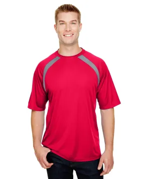 A4 N3001 Men's Spartan Short Sleeve Color Block Crew Neck T-Shirt