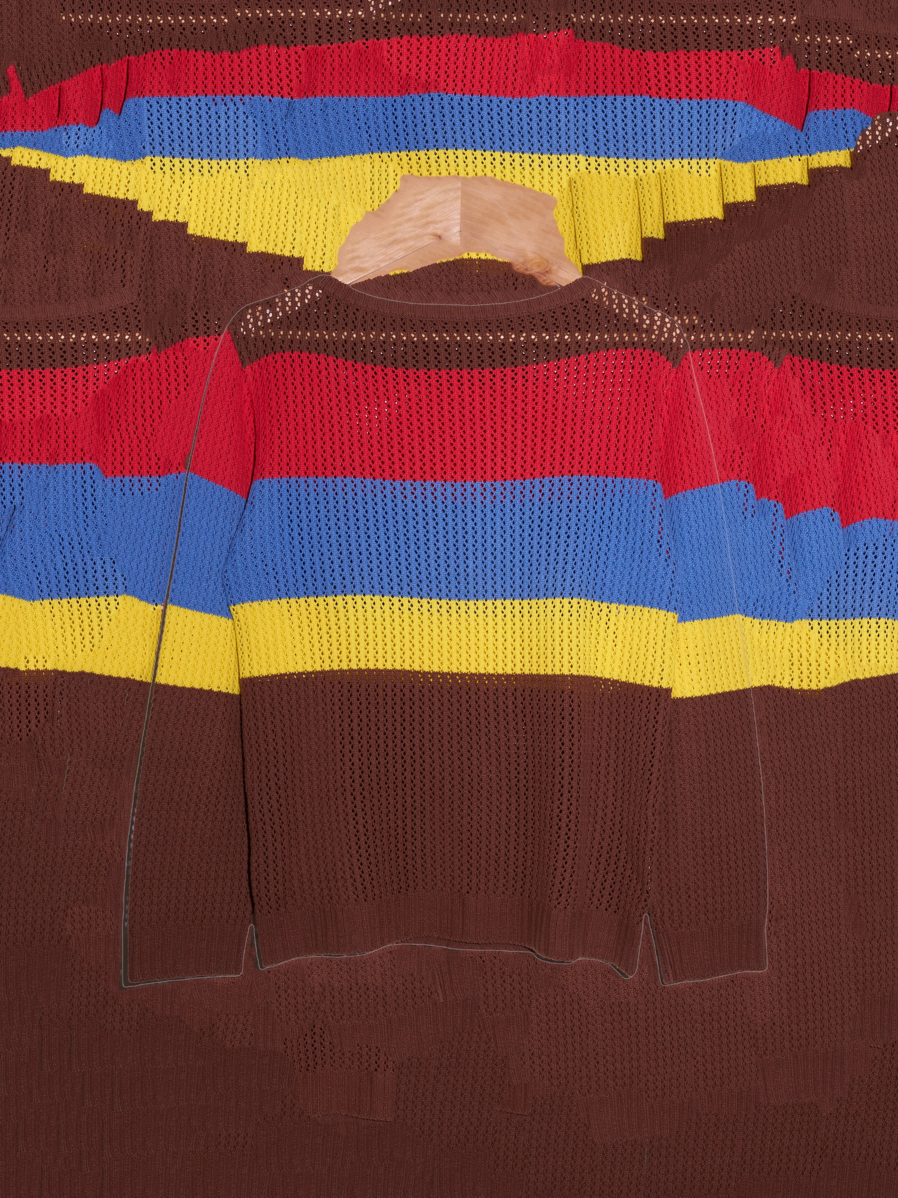 ABX SS2000 brown multicolour striped cotton acrylic loose knit sweater - 3 M L