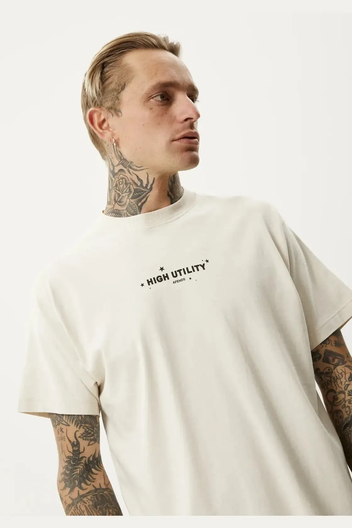 AFENDS High utility boxy t-shirt - Moonbeam