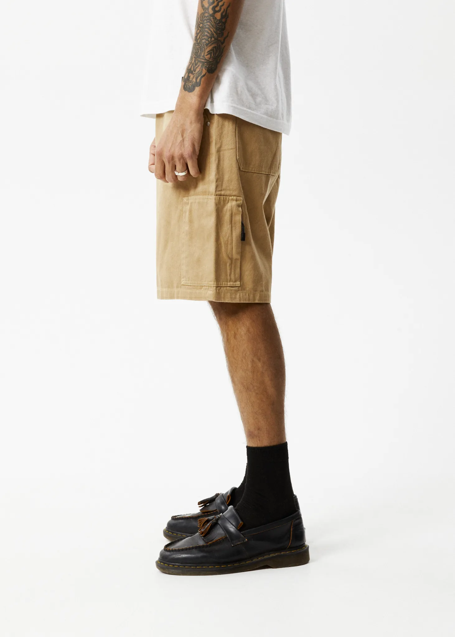 AFENDS Mens Sleepy Hollow - Twill Carpenter Shorts - Tan