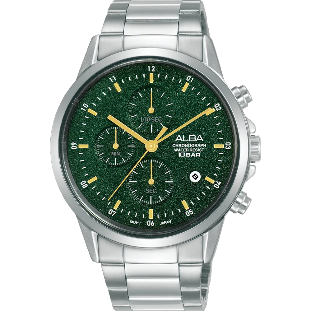 Alba Prestige Sports Chronograph Green Dial Mens Watch AM3863X