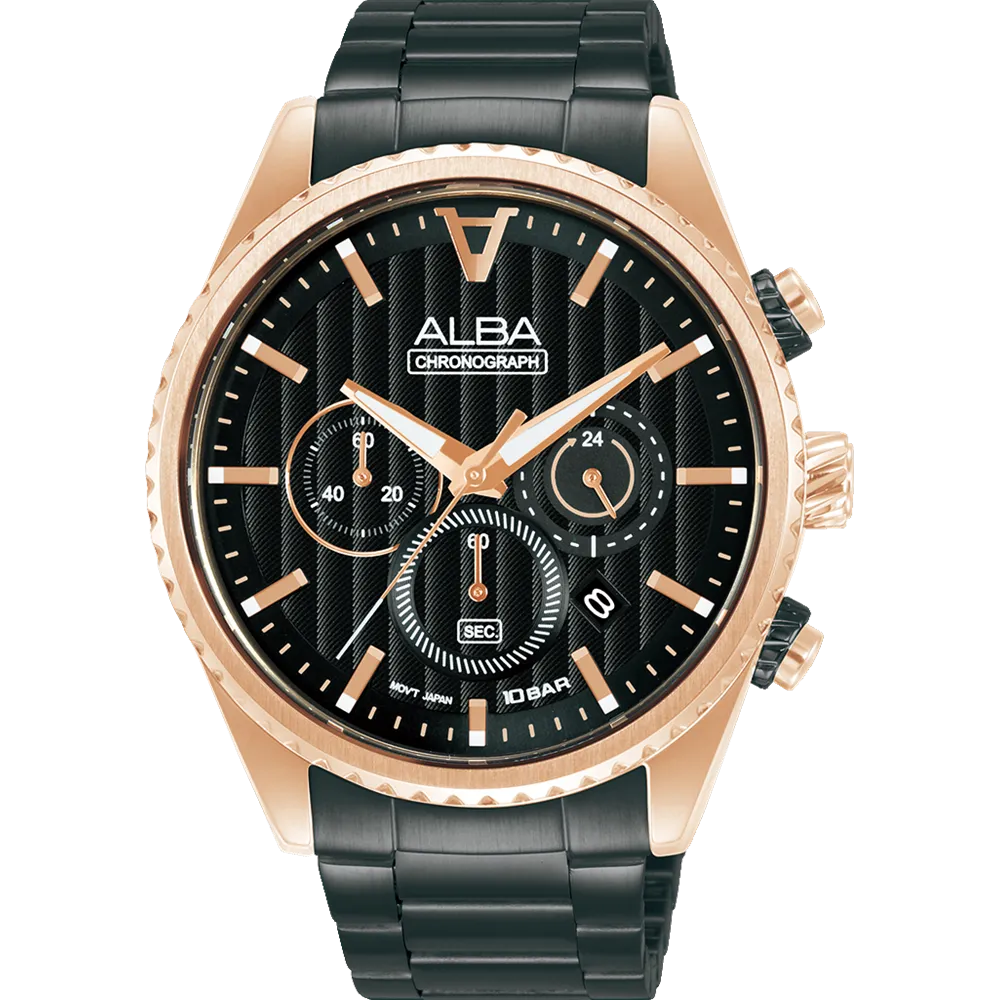 Alba Sports Chronograph Black Dial Mens Watch AT3H80X