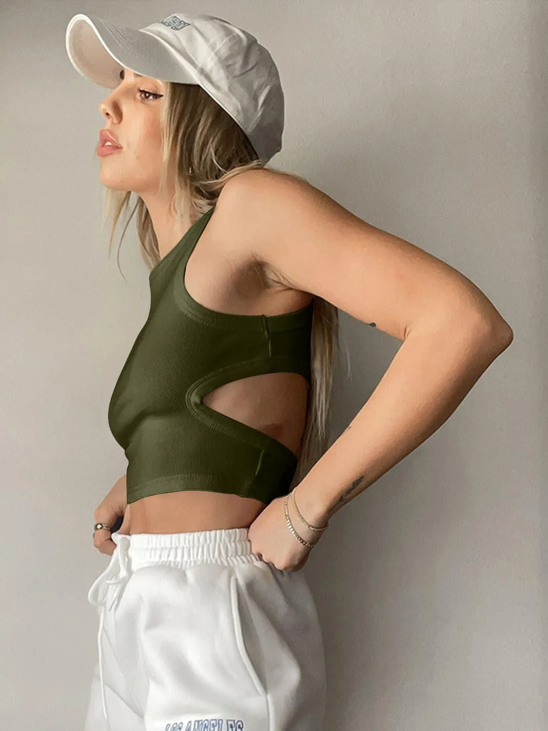 Alex Cutout Round Neck Tank