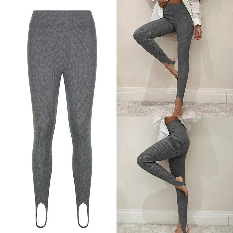 Amozae-  Casual Skinny Elastic High Waist Stretchy Sports Sweatpants Women Trousers Slit Fashion Flared Leggings Joggers 2024