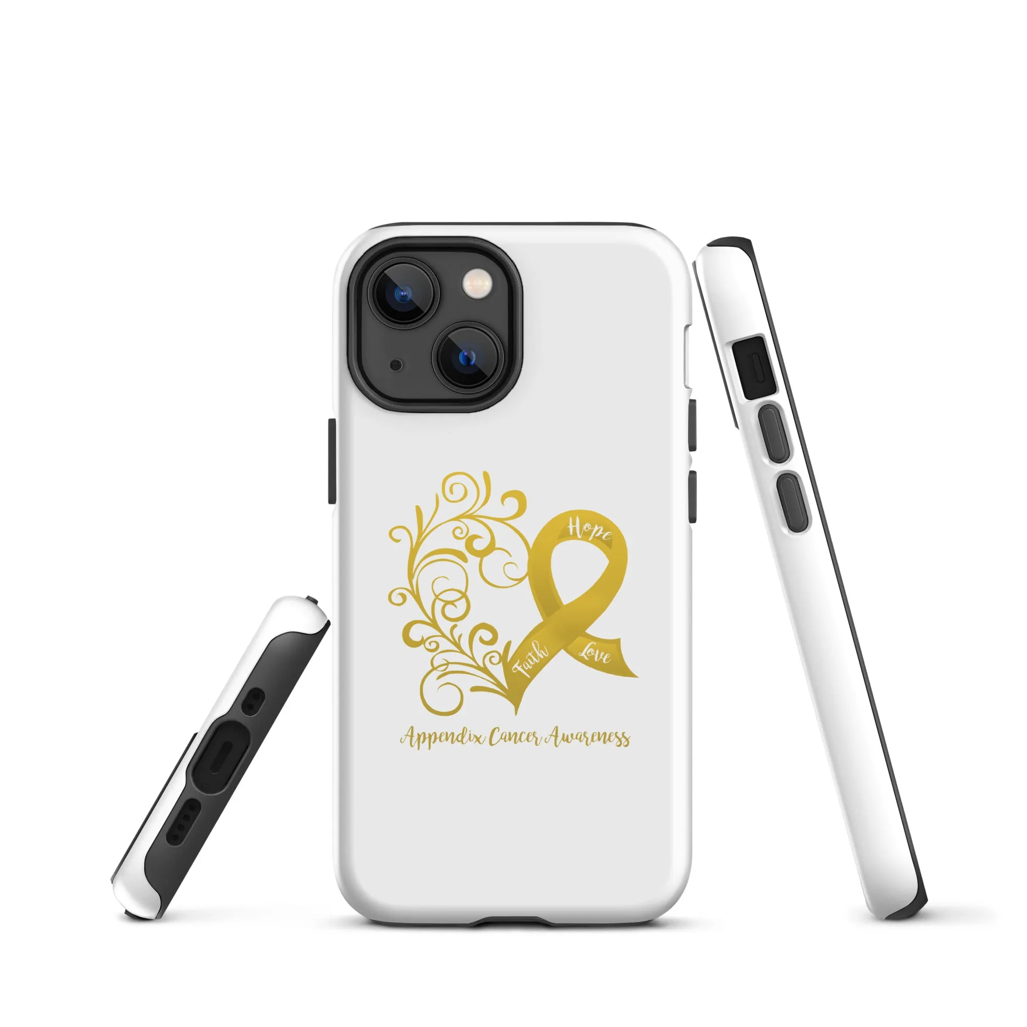 Appendix Cancer Awareness Heart Tough Case for iPhone® (Several Models Available)(NON-RETURNABLE)