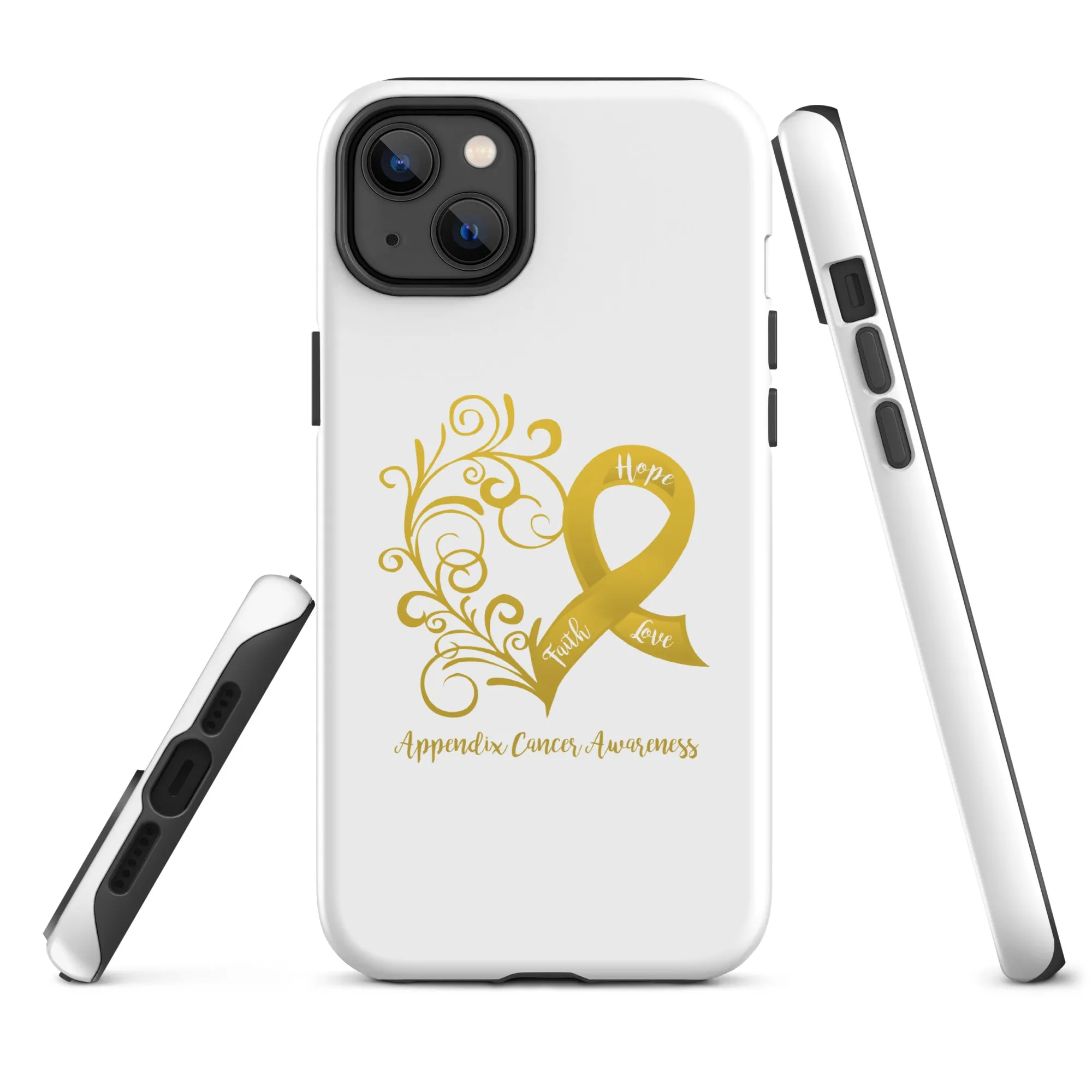 Appendix Cancer Awareness Heart Tough Case for iPhone® (Several Models Available)(NON-RETURNABLE)