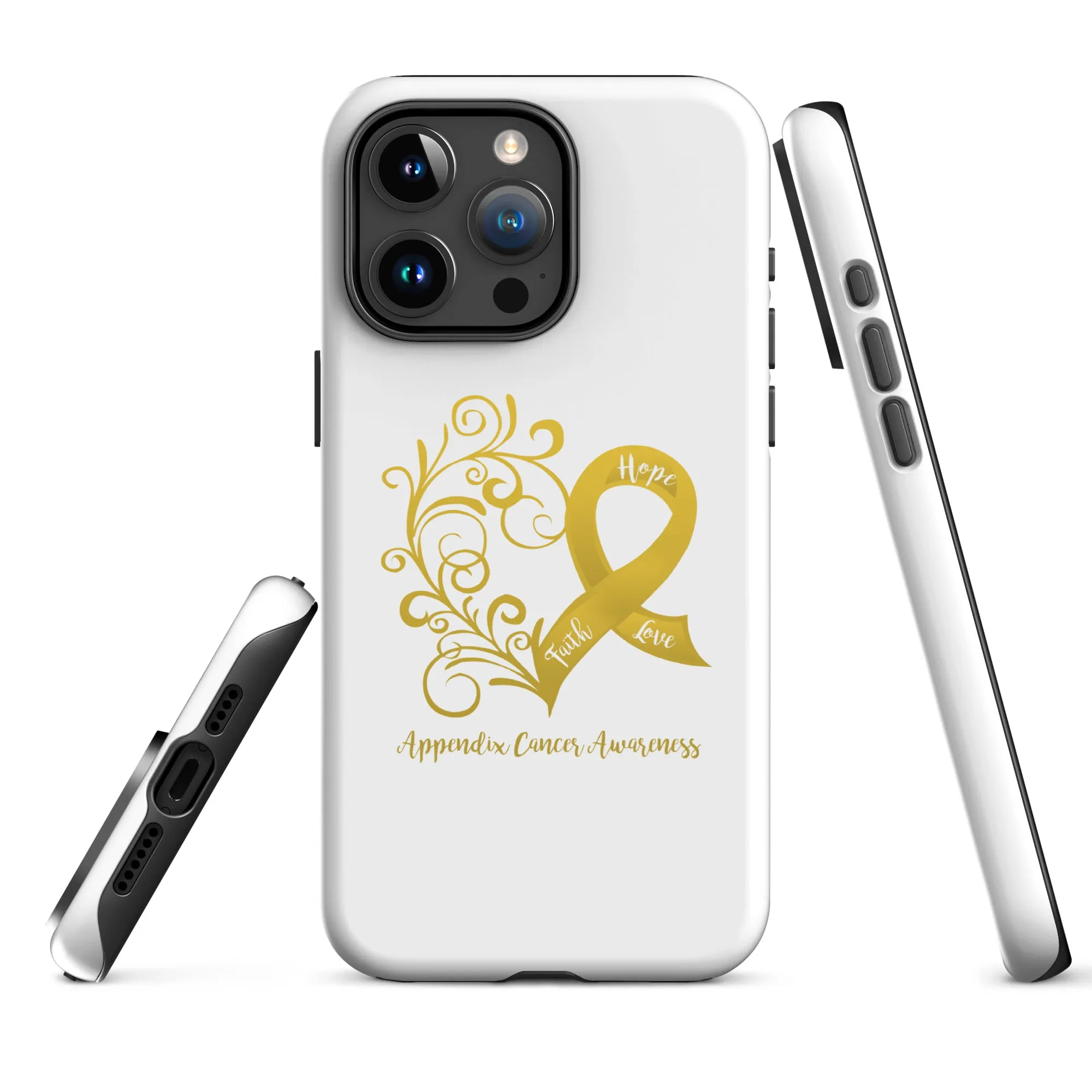 Appendix Cancer Awareness Heart Tough Case for iPhone® (Several Models Available)(NON-RETURNABLE)