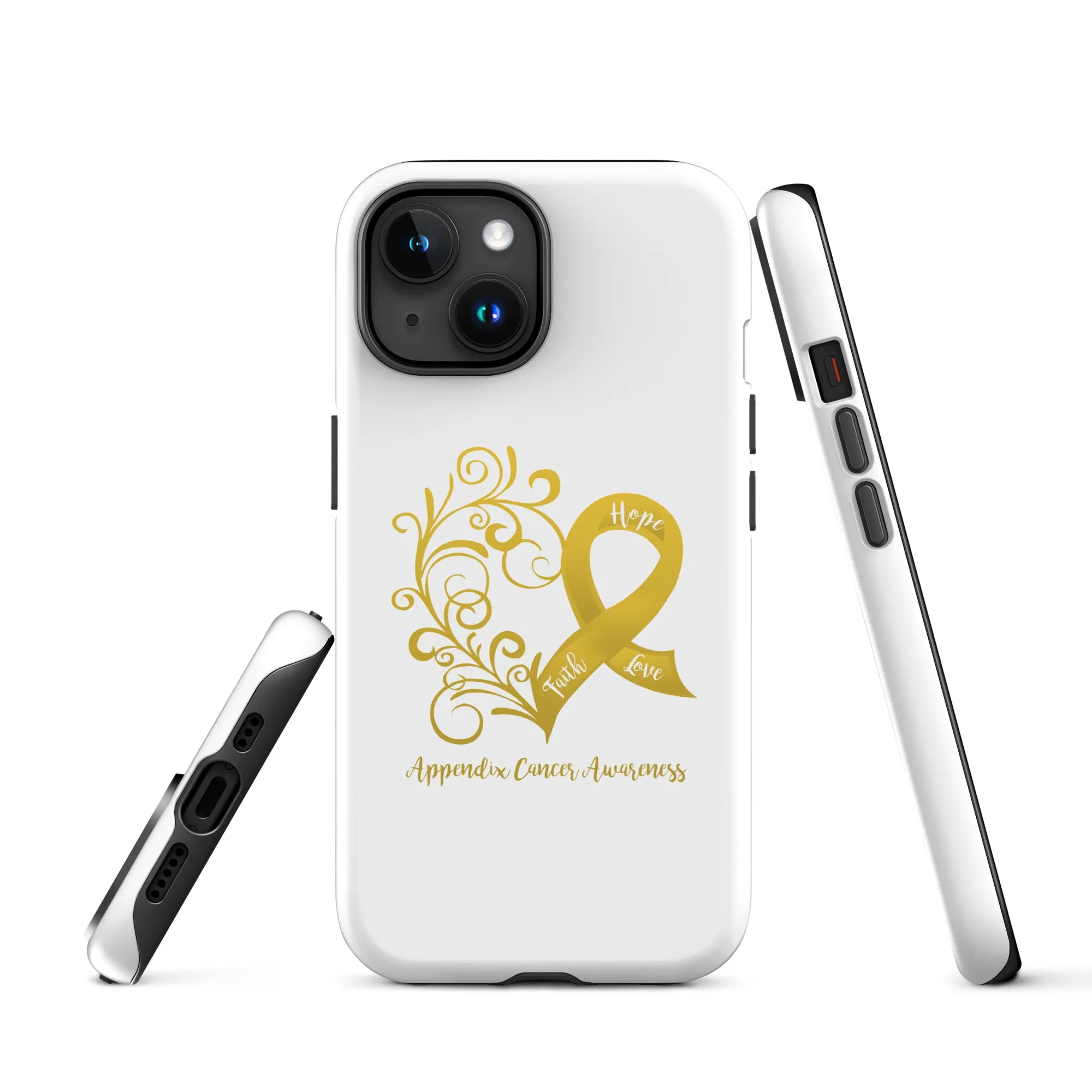 Appendix Cancer Awareness Heart Tough Case for iPhone® (Several Models Available)(NON-RETURNABLE)