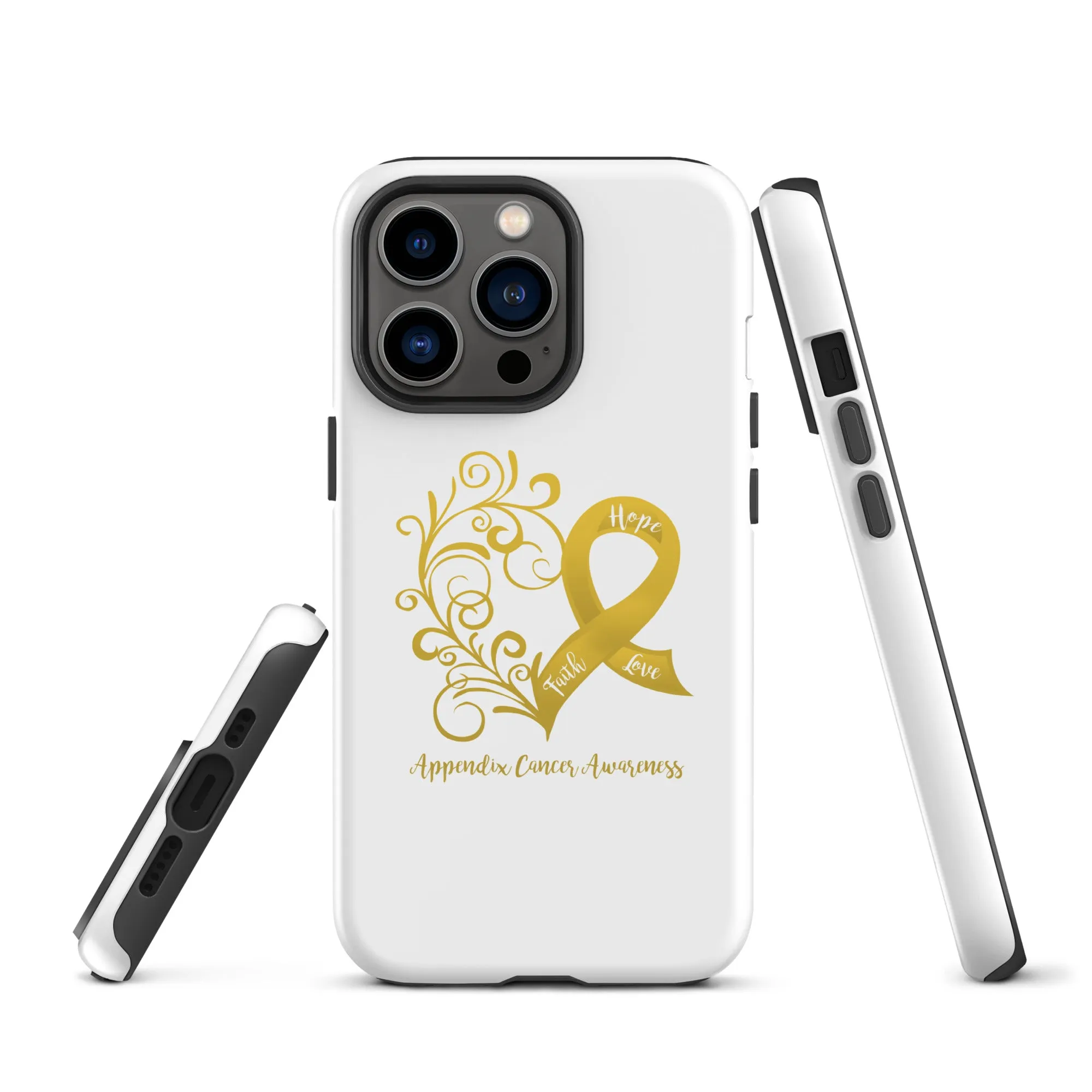 Appendix Cancer Awareness Heart Tough Case for iPhone® (Several Models Available)(NON-RETURNABLE)