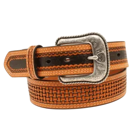 Ariat Men's Brown Pierced Basket Weave Leather Belt A1035848