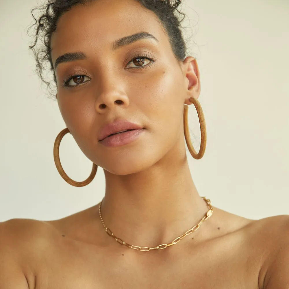 Arlie Maxi Teak Hoop Earrings