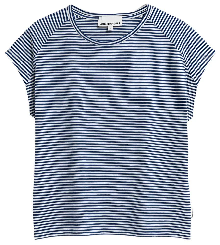 ARMEDANGELS Oneliaa lovely stripes t-shirt faded indigo oatmilk women