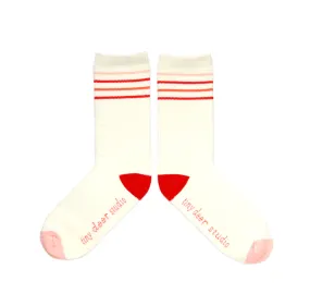 Athletic Stripes Socks - Pink/Red