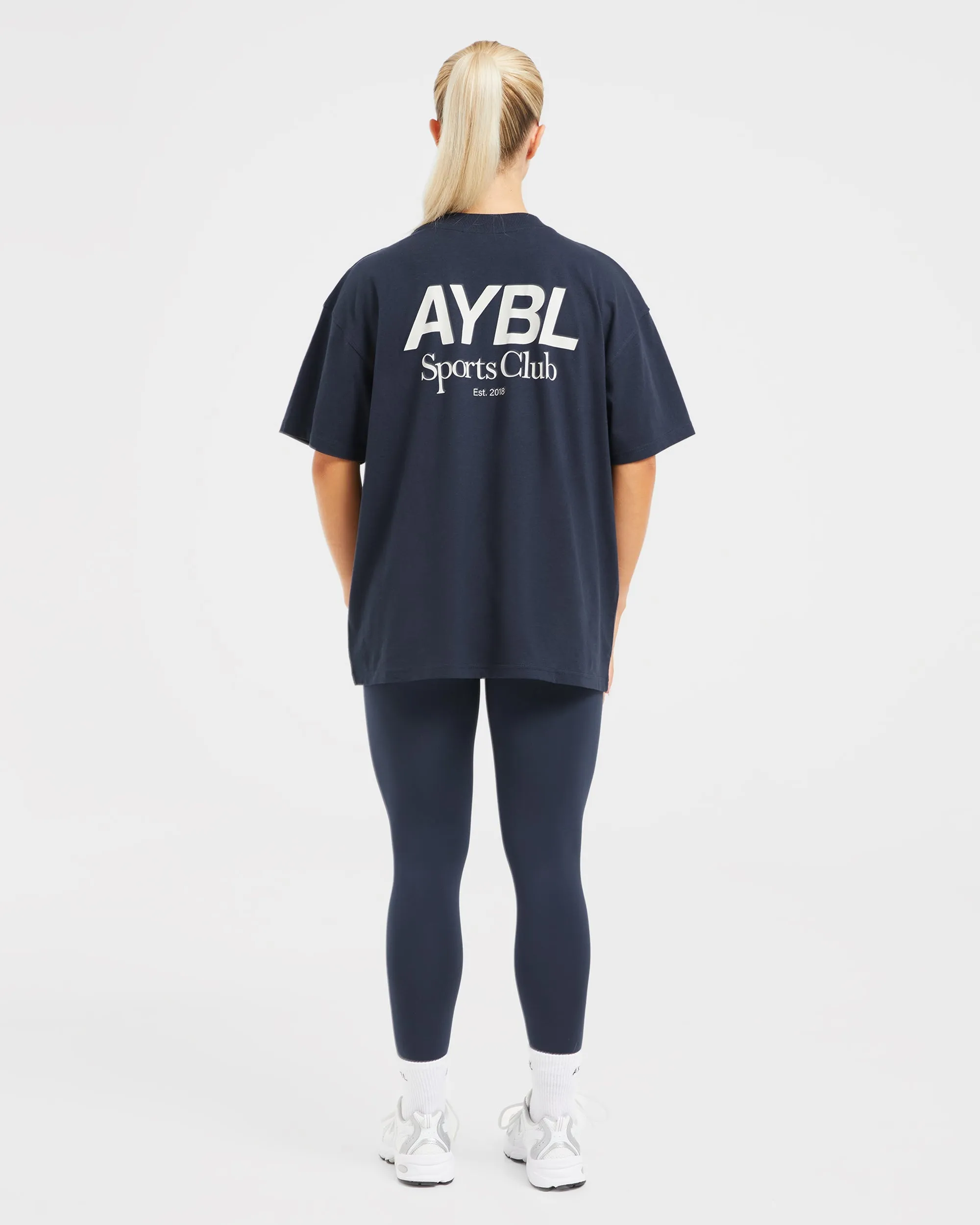 AYBL Sports Club Oversized T Shirt - Navy/Off White