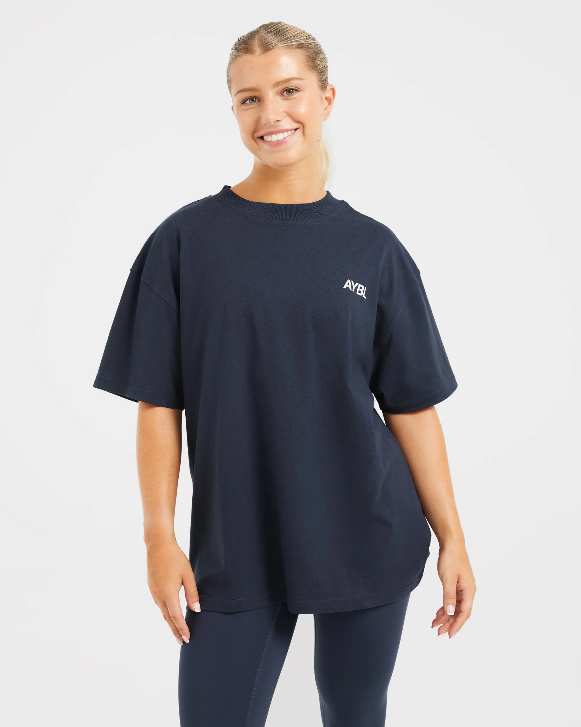 AYBL Sports Club Oversized T Shirt - Navy/Off White