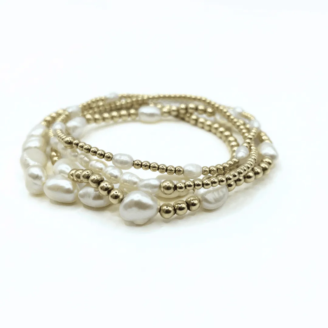 Baroque Row Pearl Bracelet in 14k Gold-Filled