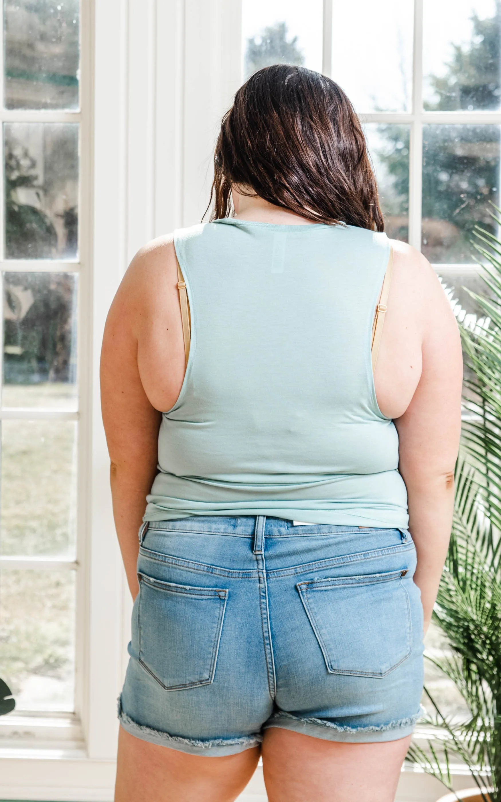 Beach Please Muscle Tank Top - Dusty Mint** - Final Sale