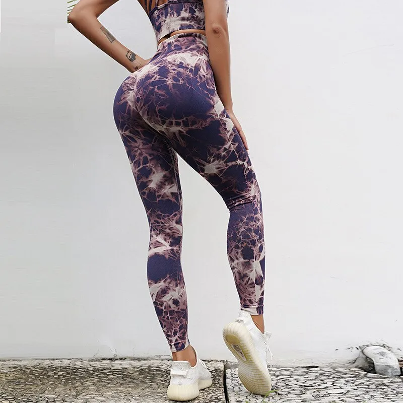 BerriesJam - 2024 Tie Dye Push Up Seamless Fitness Leggings