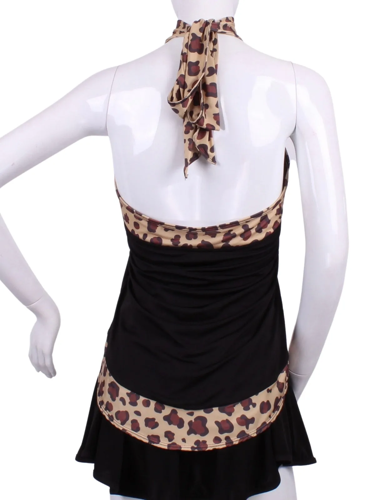 Black Halter Top   Leopard Trim