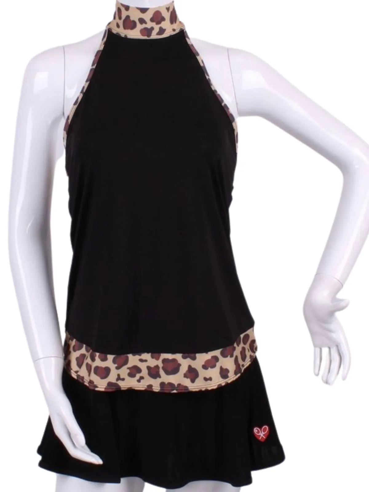 Black Halter Top   Leopard Trim