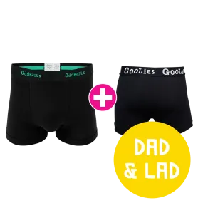 Black/Emerald   Classic Black Dad & Lad Bundle - Mens Boxer Shorts & Kids Boxer Shorts Bundle