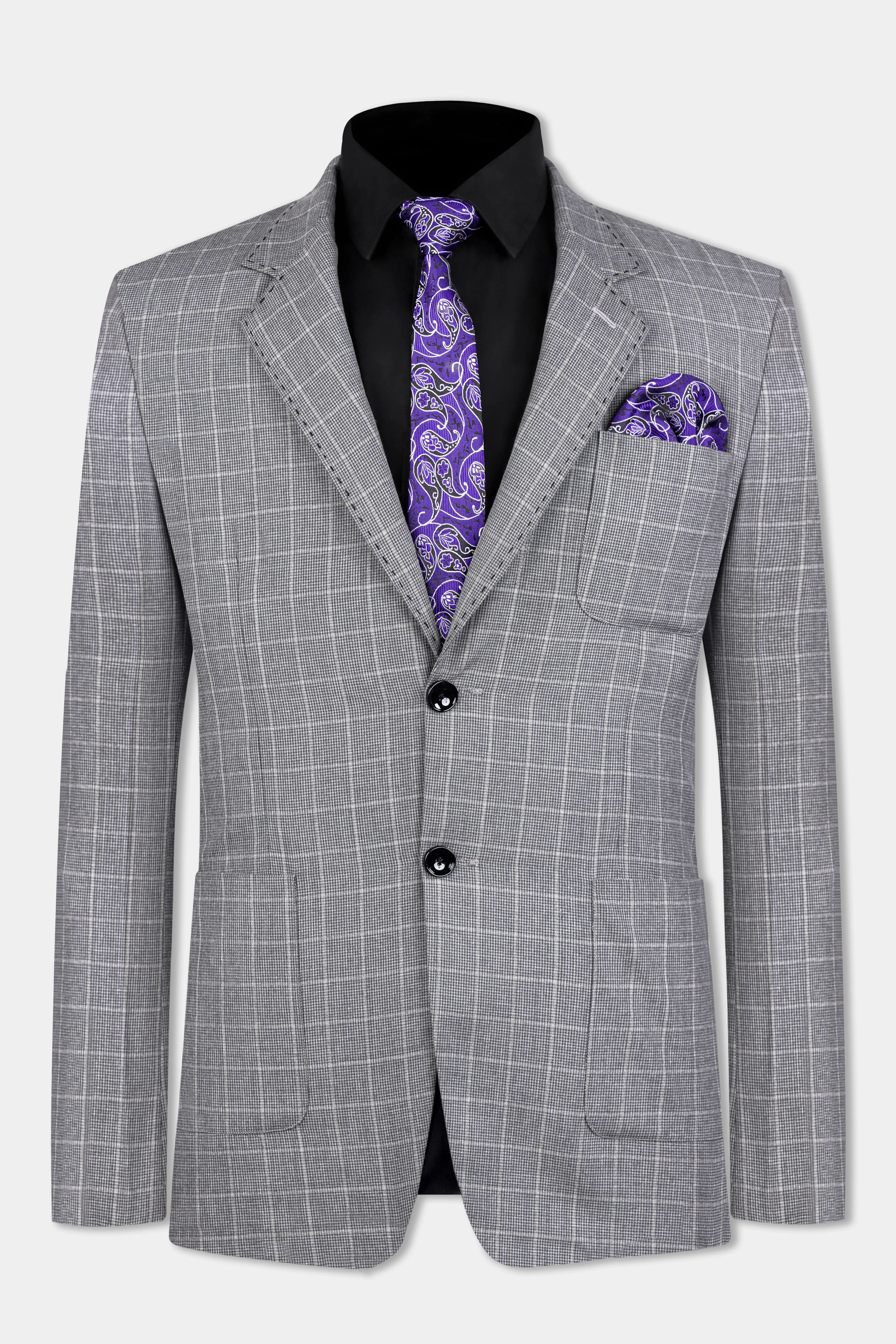 Boulder Gray Windowpane Wool Rich Sports Blazer