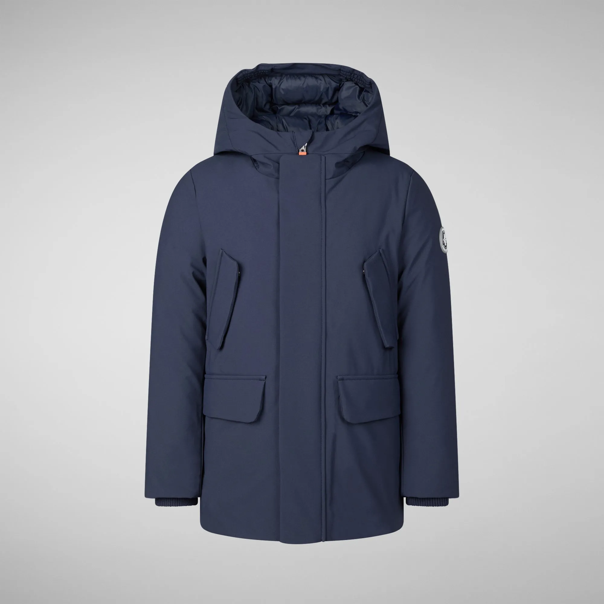 Boys' hooded parka Theo in navy blue