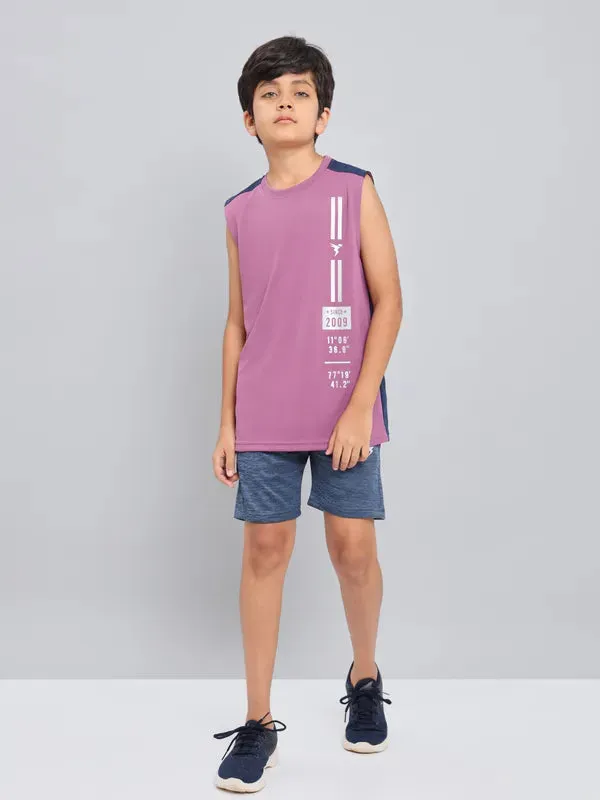 Boys Printed Slim Fit Crew Neck T-shirt with TECHNO GUARD