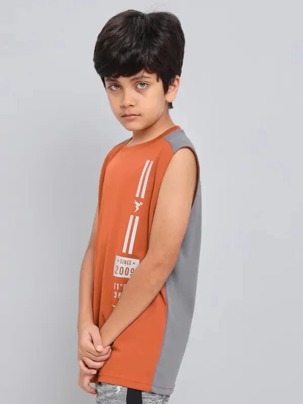 Boys Printed Slim Fit Crew Neck T-shirt with TECHNO GUARD