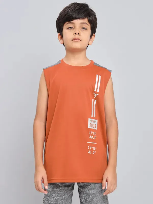 Boys Printed Slim Fit Crew Neck T-shirt with TECHNO GUARD