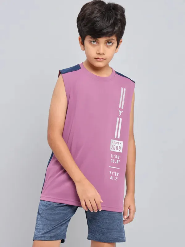 Boys Printed Slim Fit Crew Neck T-shirt with TECHNO GUARD