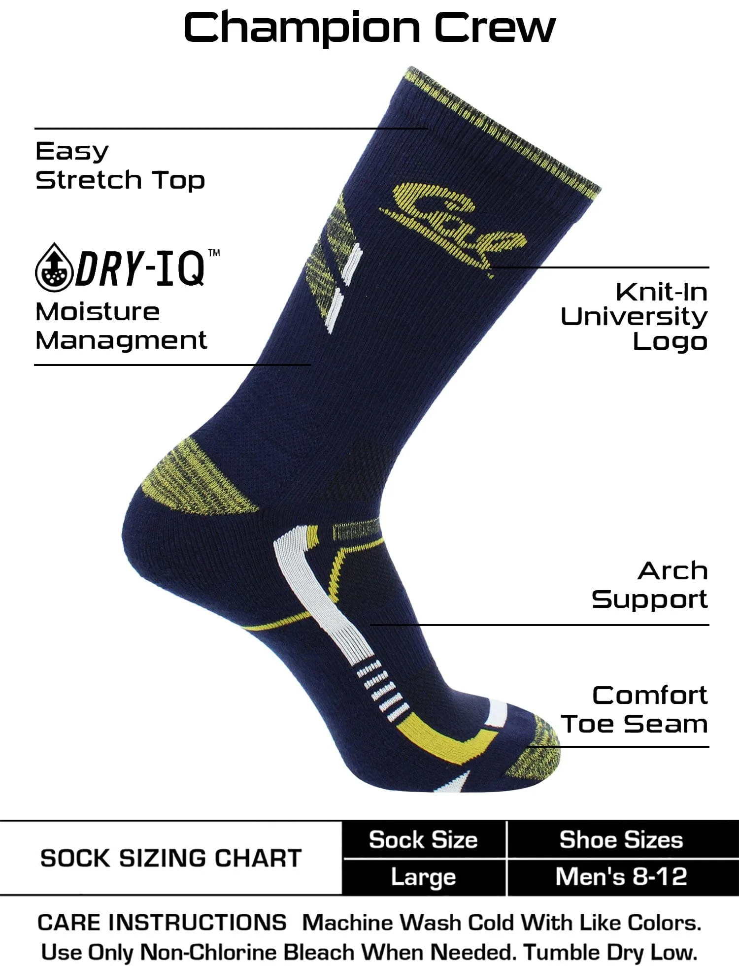 Cal Bears Socks University of California Berkeley Golden Bears Champion Crew Socks