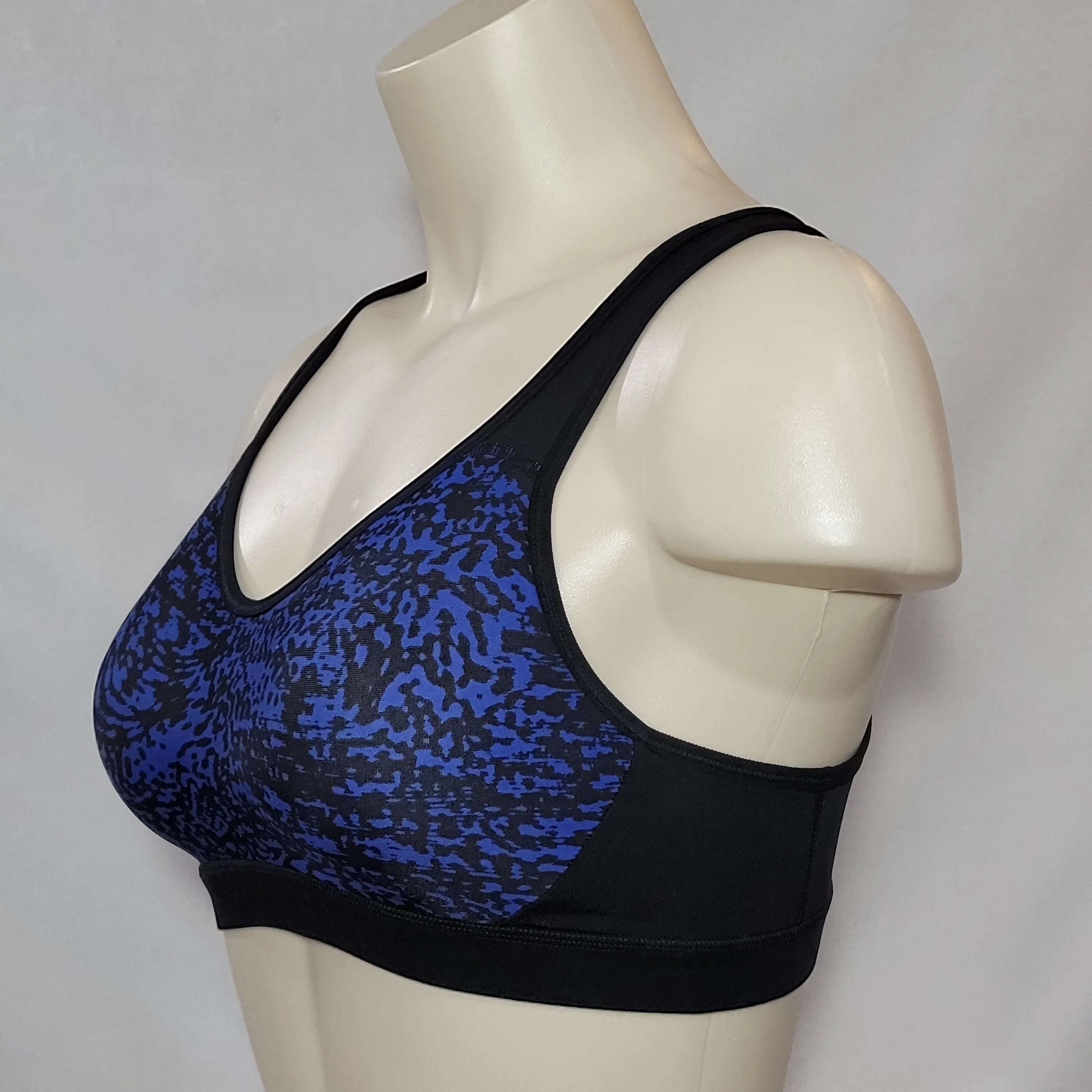 Champion N9554 Concealing Petals Wire Free Sports Bra SMALL Blue Black NWT