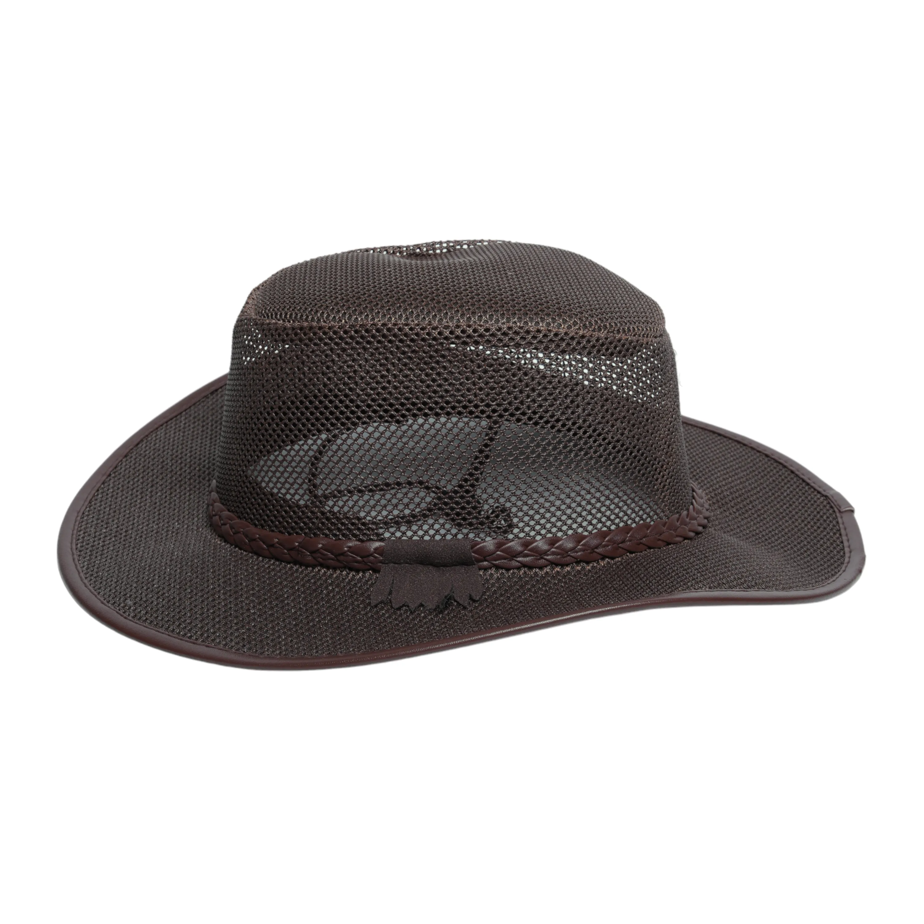 Chokore Mesh Cowboy Hat with Braided Belt (Dark Brown)