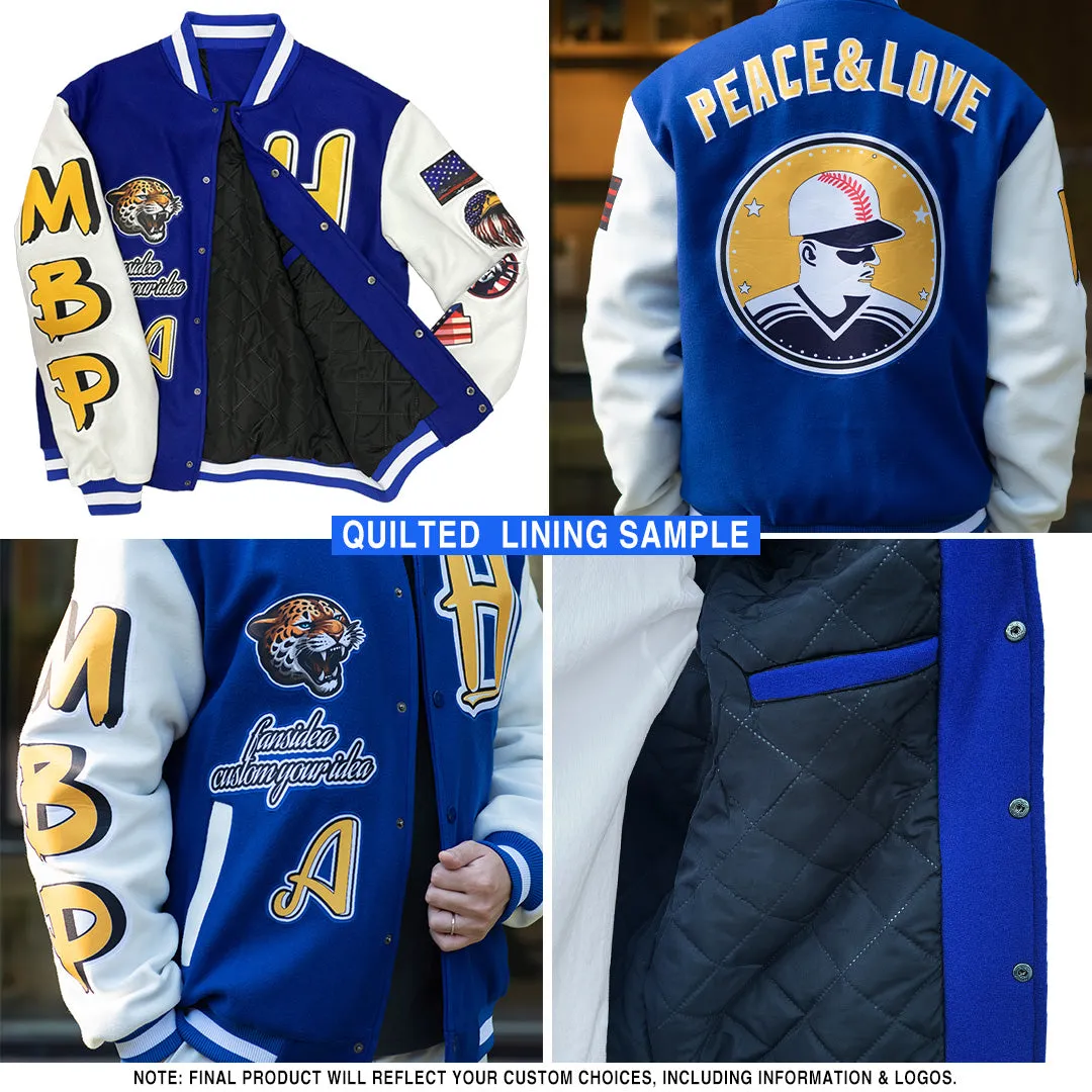 Custom Black Aqua-White Seated Cat 3D Pattern Design Bomber Full-Snap Varsity Letterman Jacket