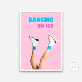 Dancing On Ice Ice Skating Poster PRINTABLE WALL ART, One Piece Poster, Pink Preppy Wall Art, Dorm Room Decor, Sports Academia Aesthetic