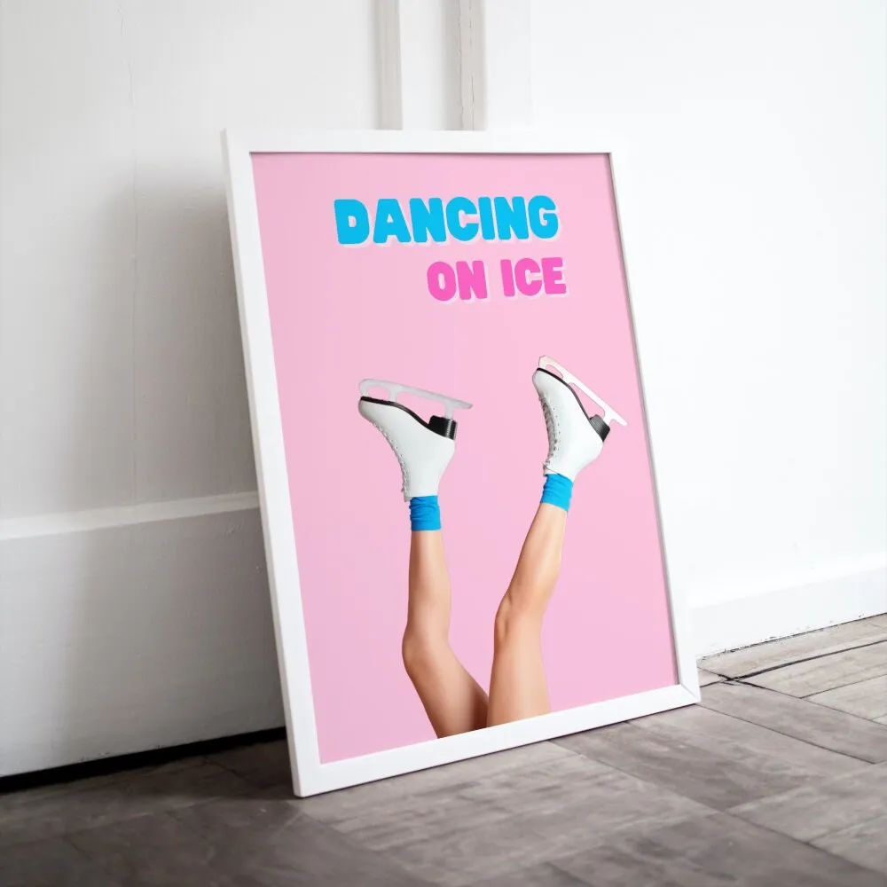 Dancing On Ice Ice Skating Poster PRINTABLE WALL ART, One Piece Poster, Pink Preppy Wall Art, Dorm Room Decor, Sports Academia Aesthetic