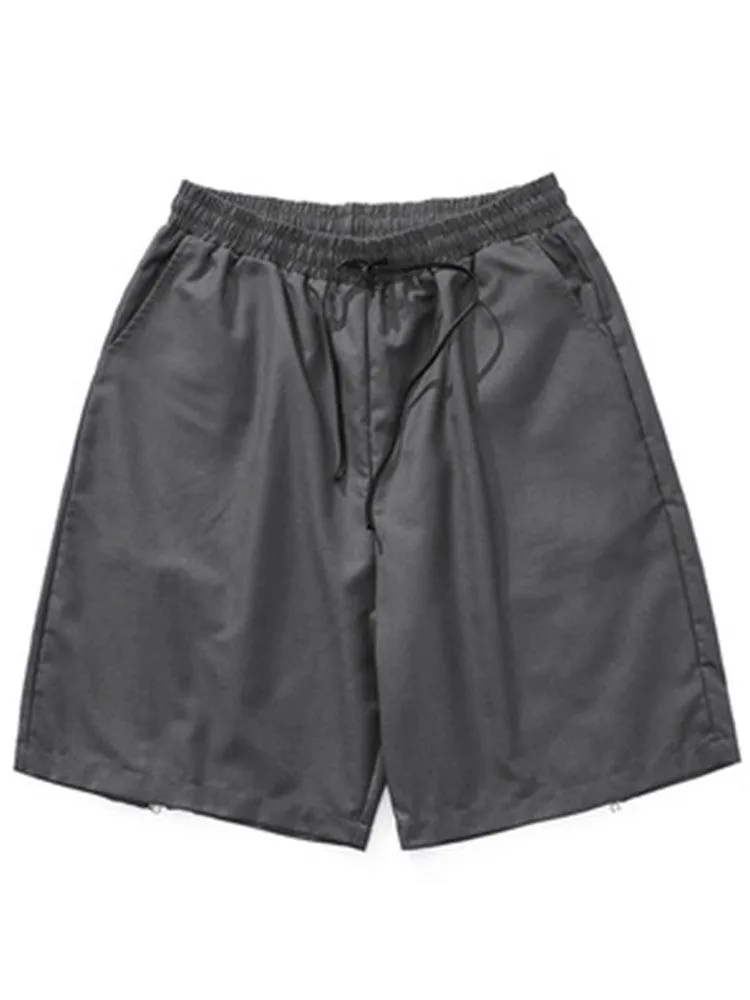 Drawstring Rear Zipper Sports Shorts