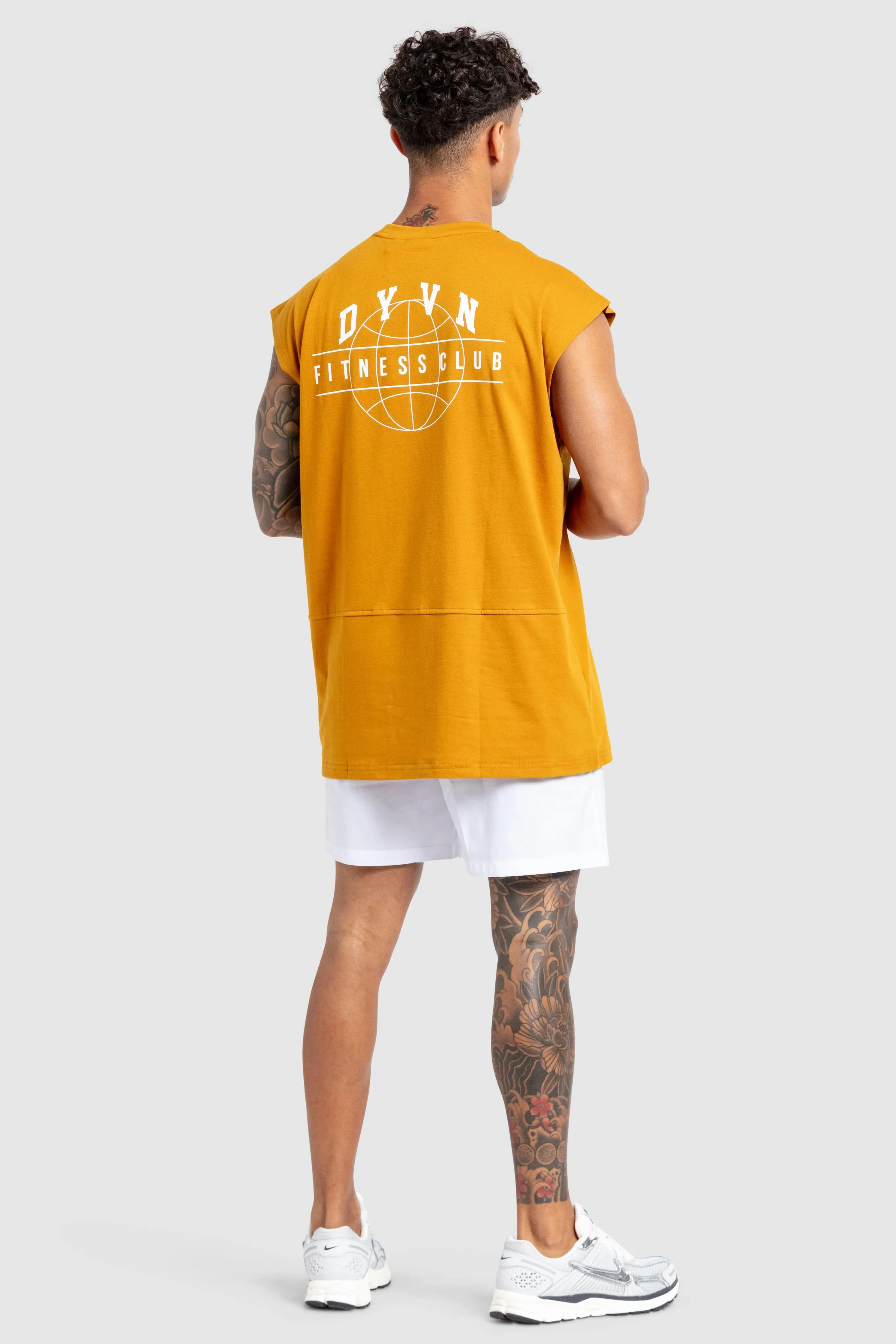 DYVN' Fitness Club Cut Off Tank - Mustard Brown