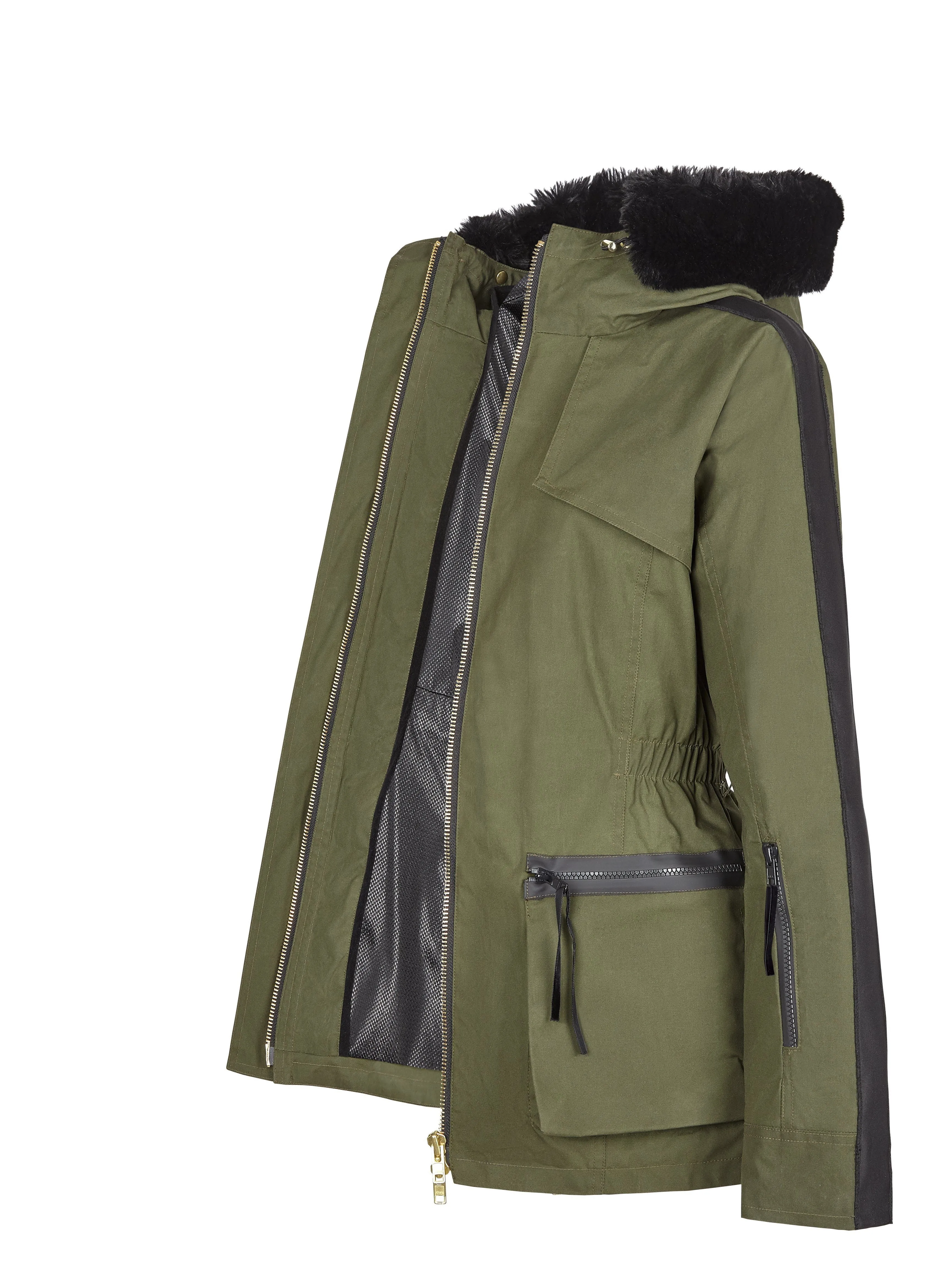 Elements Parka in Military Green - Faux Fur