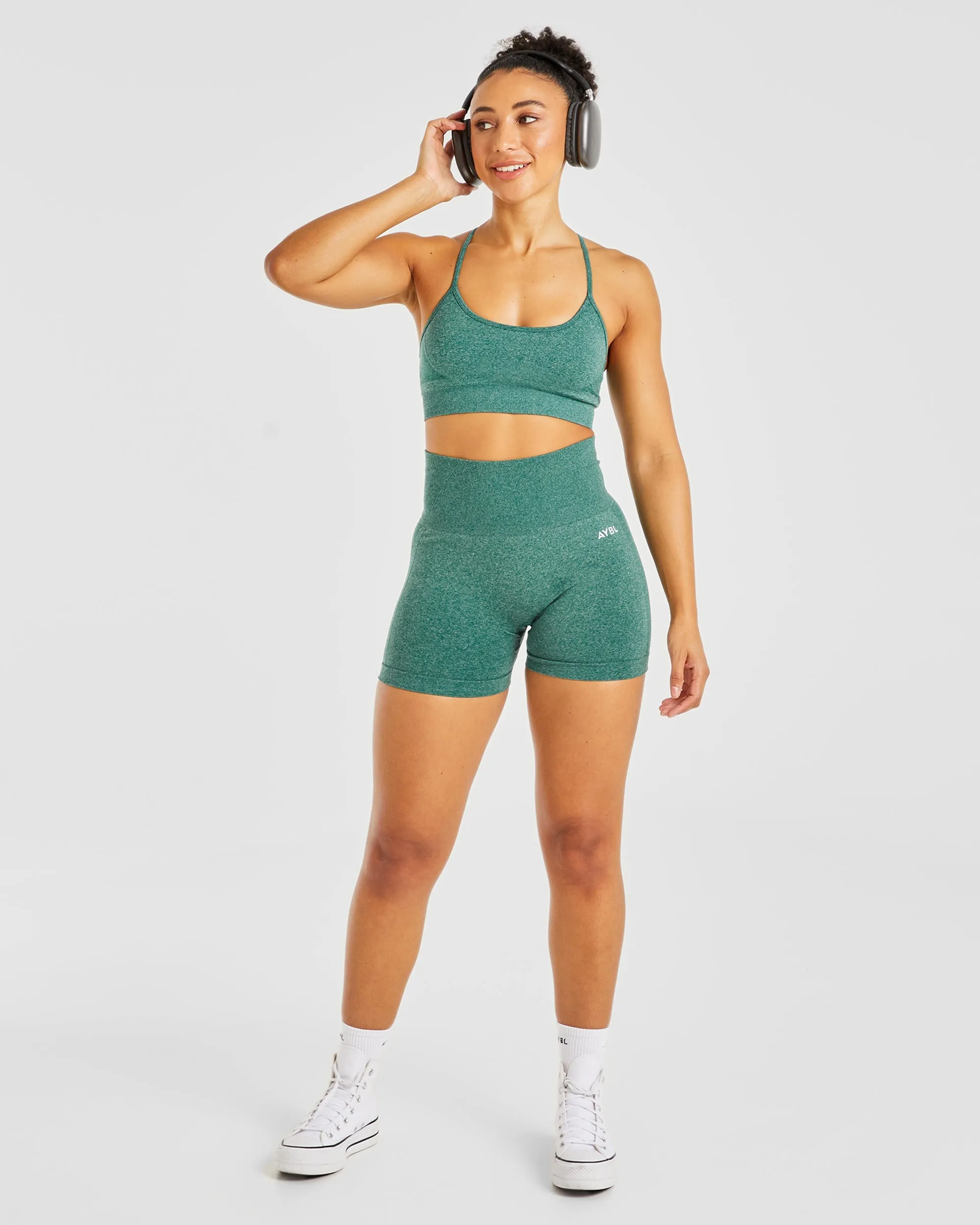 Empower Seamless Sports Bra - Forest Green Marl